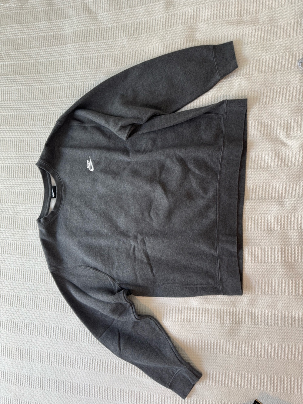 Nike Charcoal Gray Crewneck Sweatshirt with White Swoosh
